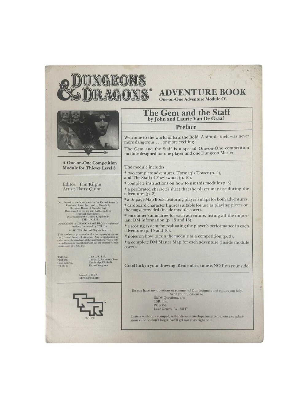 B-121 1983 TSR ADVANCED D&D ADVENTURE MODULE THE GEM AND THE STAFF
